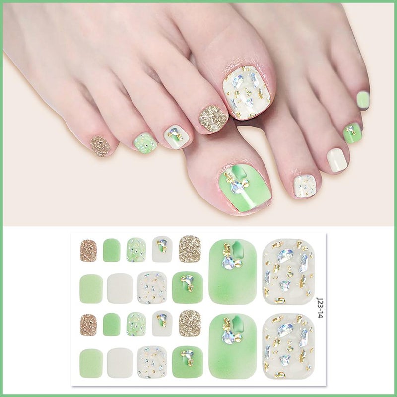New waterproof toenail stickers with a trendy crystal glitter finish.